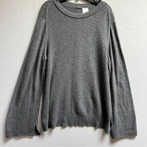 Ischiko Gray Ribbed Crewneck Sweater big sleeves Sz XL